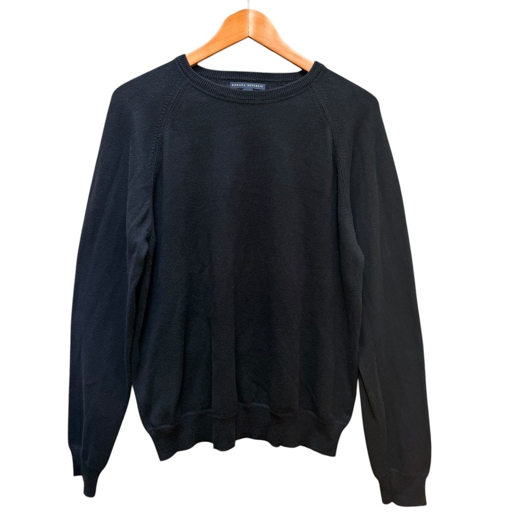 Banana Republic Sweater Mens L Black Supima Cotton Crewneck Casual Minimalist
